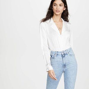 PAIGE Caprice White Button Down Silky Shirt Blouse